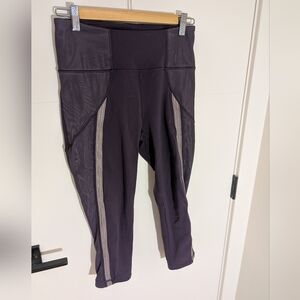 Lululemon Power Lines Crop 21” – Cyber / Dark Chrome – Size 8